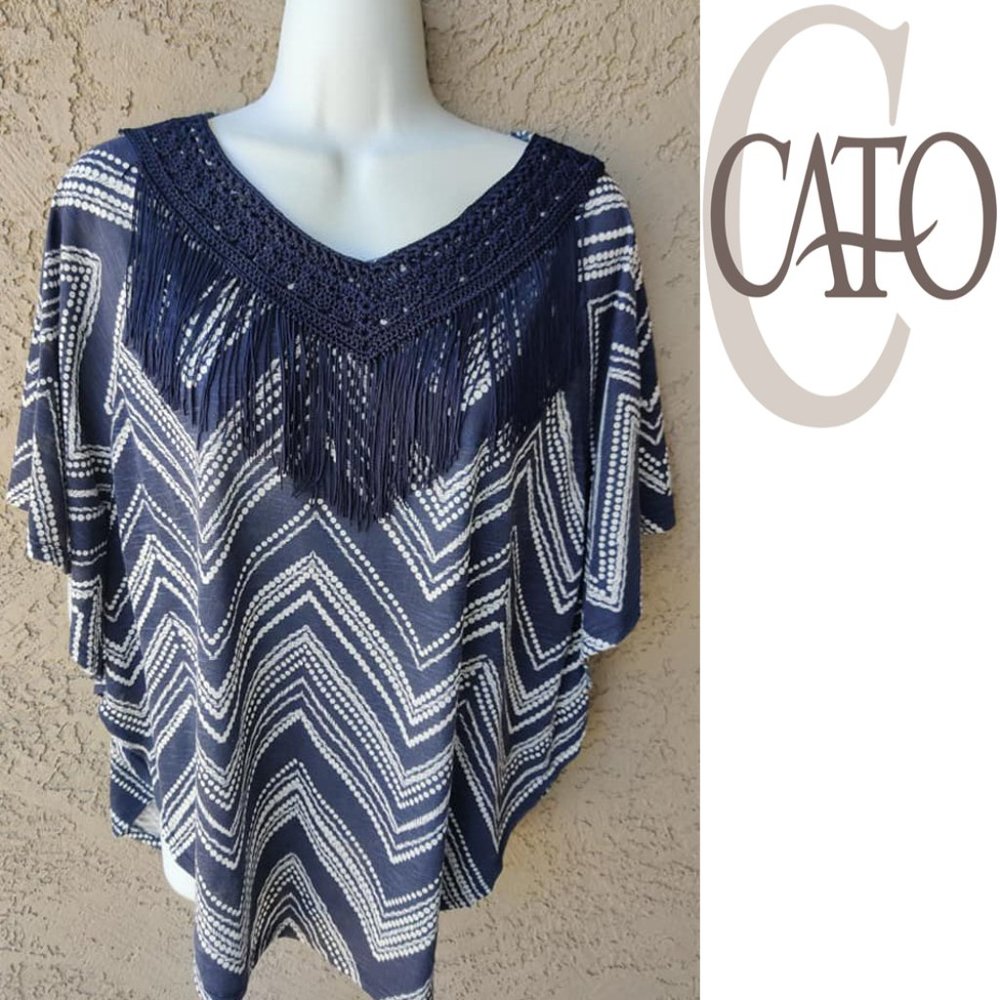 Cato Fringe Poncho Sz Small
